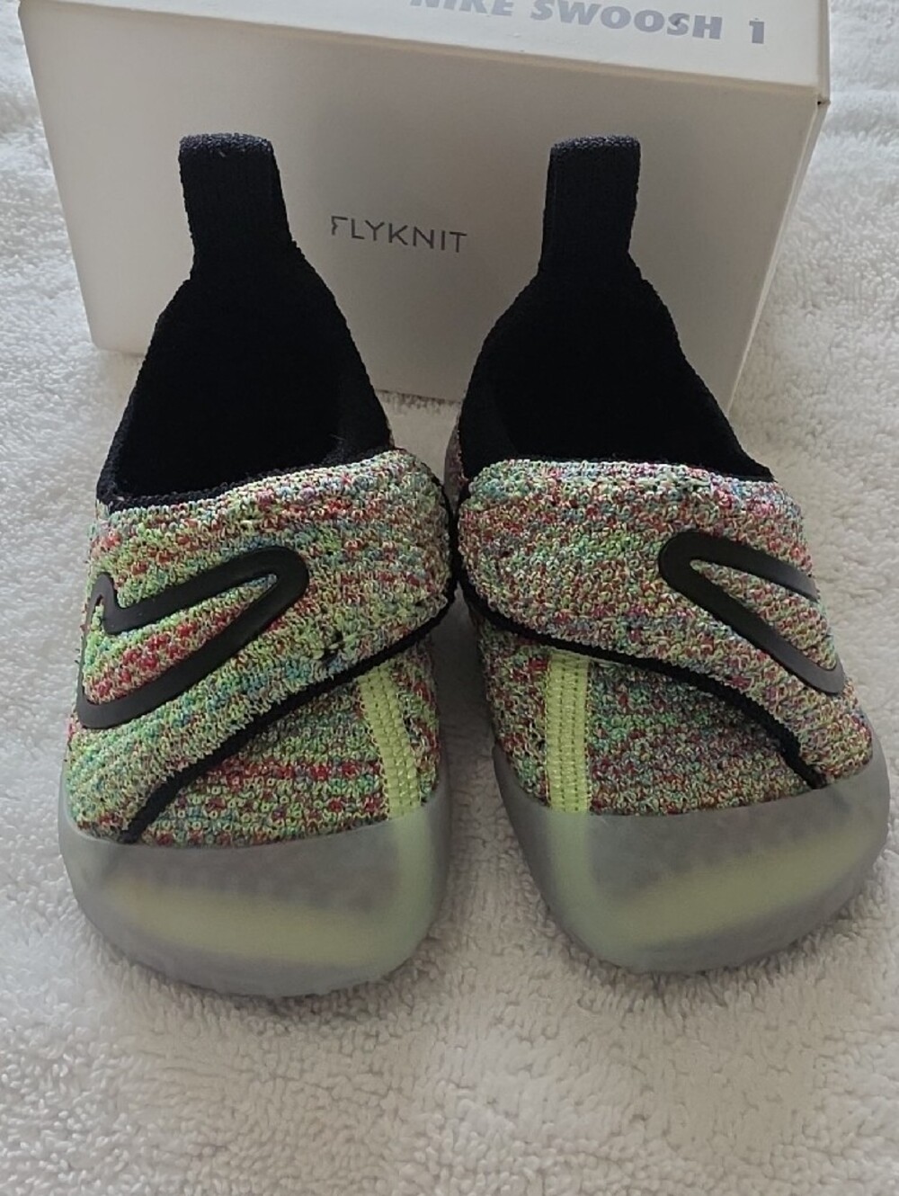 Nike Kids Flyknit Slip-On Sneakers in Black and Multicolor - Picture 3 of 4